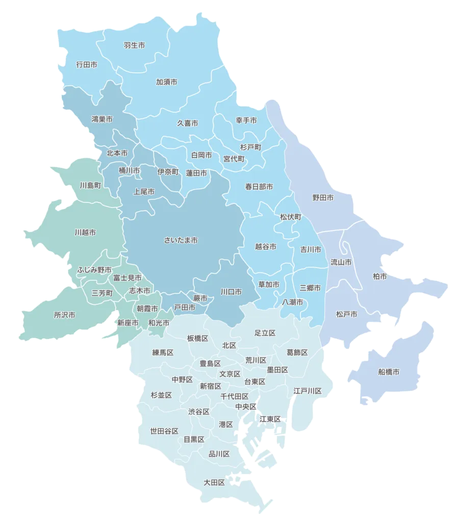 アースクリーンの対応エリアの地図